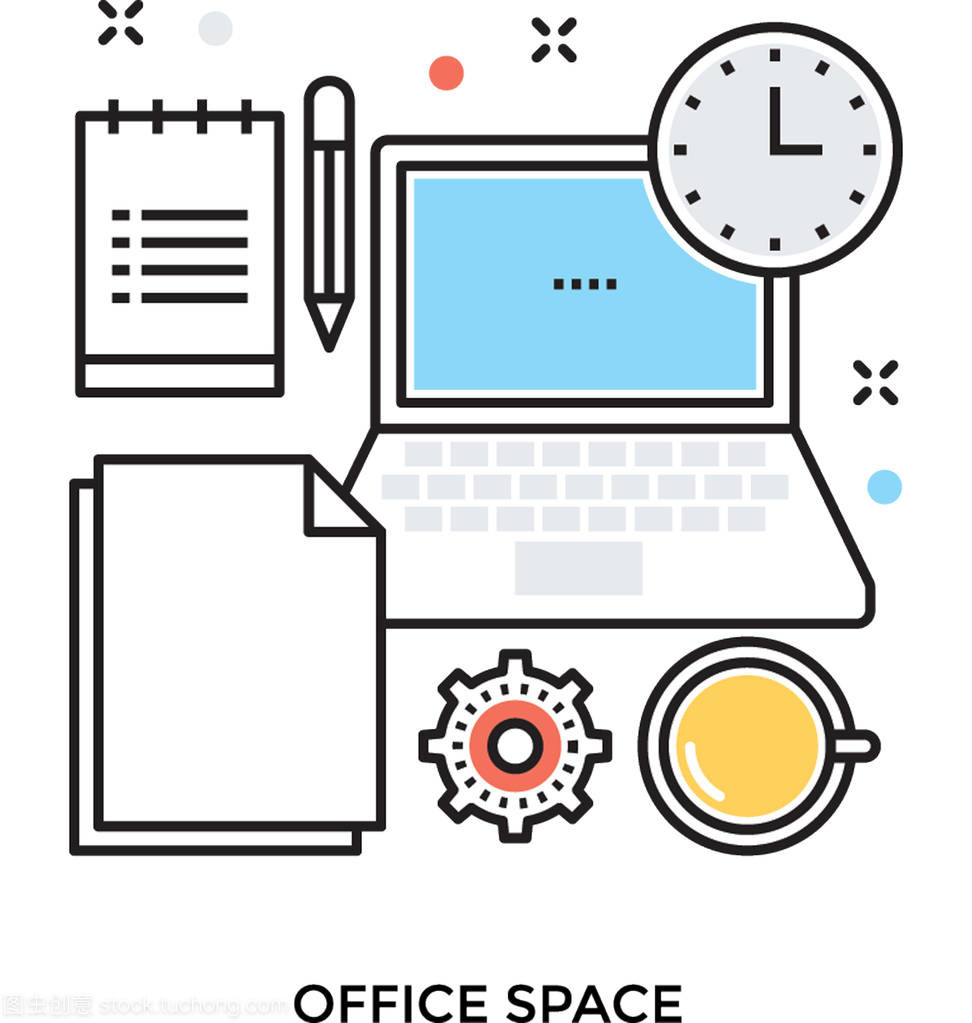 高效辦公視覺指南 辦公室工作平面矢量圖標(biāo)與核心辦公設(shè)備解析